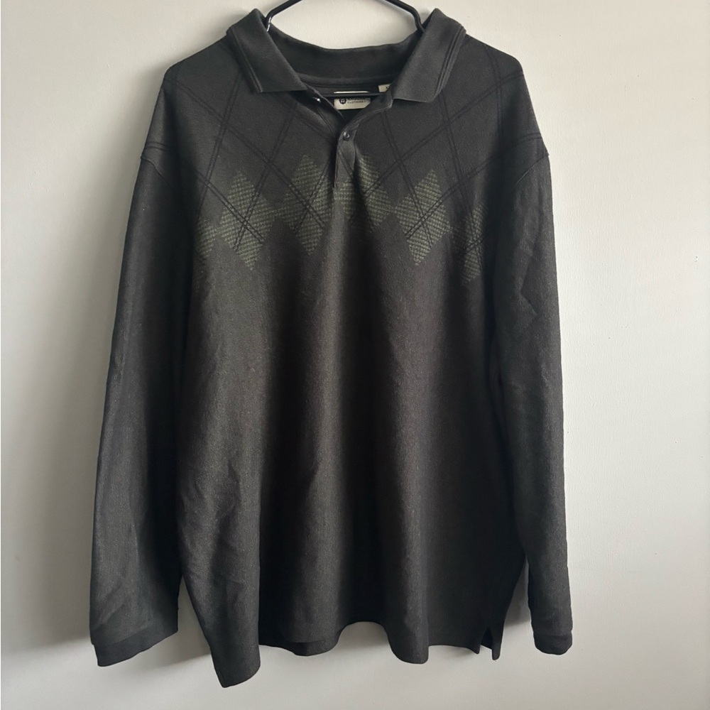 Haggar Charcoal Polo with Argyle Pattern